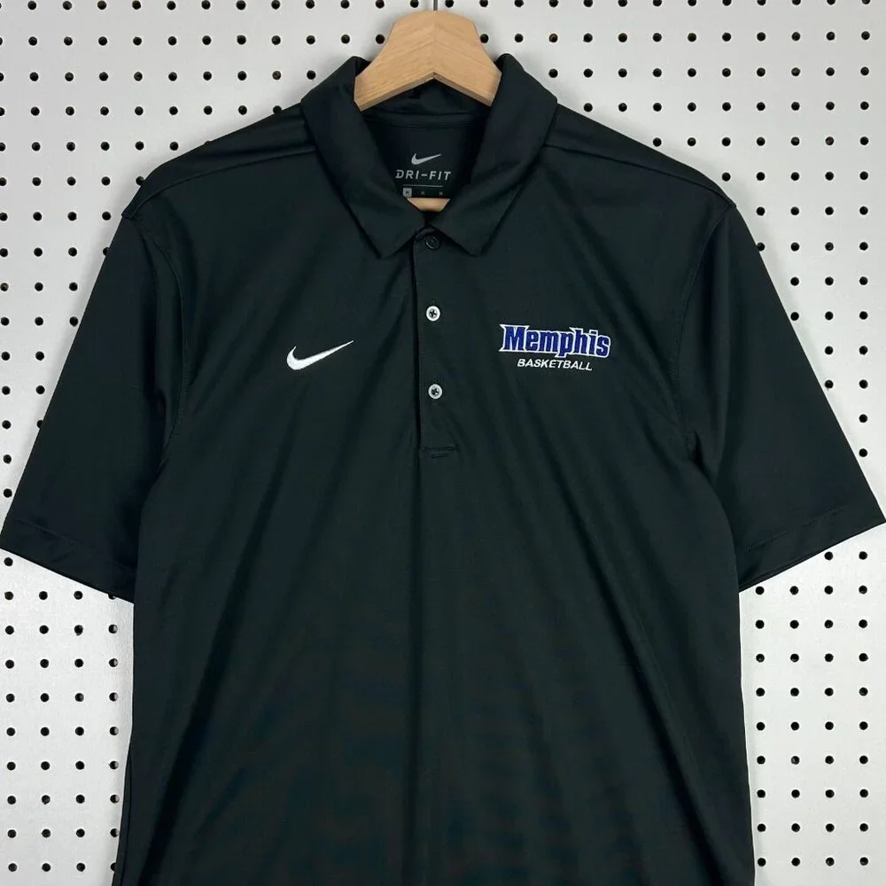 Memphis Tigers Basketball Polo Shirt Medium Dark Gray Nike Dri-fit Team Issued - Picture 2 of 5